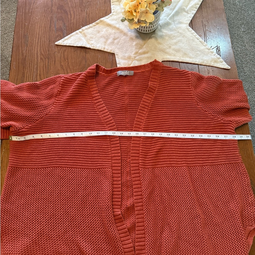 Marled Open-Front Cardigan in Rust - Picture 6 of 9